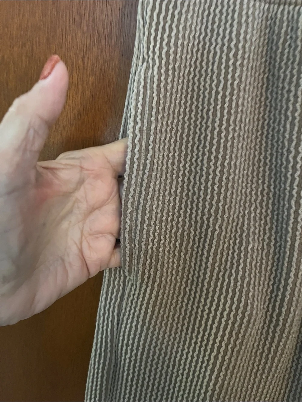 Zenana Cozy & Comfy Ribbed Lounge Set - Taupe Knit Top & Pants (w/pockets) - Picture 7 of 9